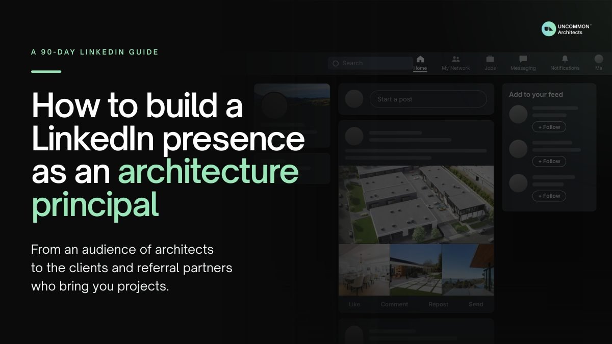 Cover of our LinkedIn guide on social media for architects